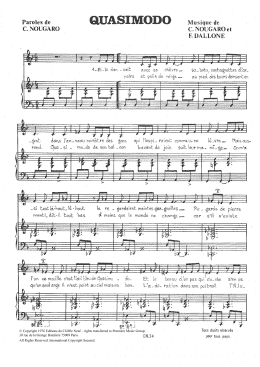 page one of Quasimodo (Piano & Vocal)