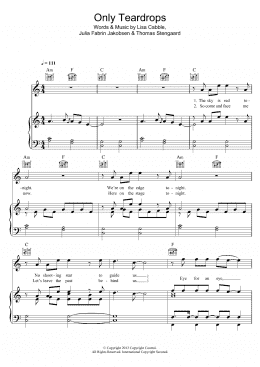 page one of Only Teardrops (Piano, Vocal & Guitar Chords)