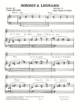 page one of Sonnet A Legrand (Piano & Vocal)
