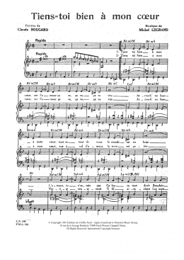 page one of Tiens Toi Bien A Mon Coeur (Piano & Vocal)