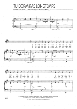 page one of Tu Dormiras Longtemps (Piano & Vocal)
