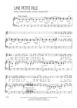 page one of Une Petite Fille (Piano & Vocal)
