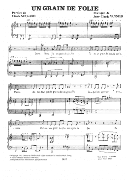 page one of Grain De Folie (Piano & Vocal)