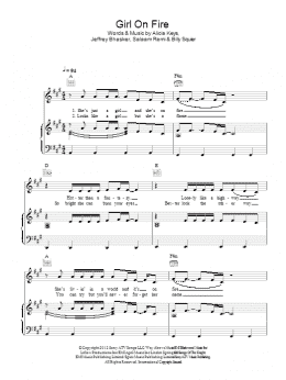 page one of Girl On Fire (Piano, Vocal & Guitar Chords)