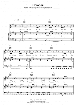 page one of Pompeii (Piano, Vocal & Guitar Chords (Right-Hand Melody))