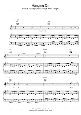 page one of Hanging On (Piano, Vocal & Guitar Chords)