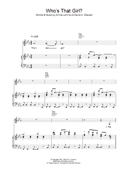 page one of Who's That Girl? (Piano, Vocal & Guitar Chords)