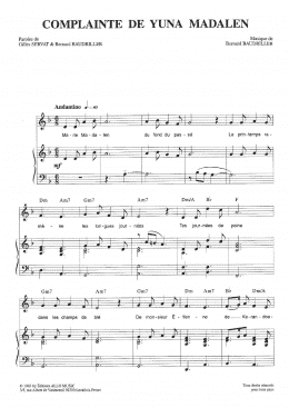 page one of Complainte De Yuna Madalen (Piano & Vocal)