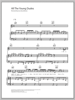 page one of All The Young Dudes (Piano, Vocal & Guitar Chords)