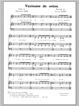 page one of Vareuses De Coton (Piano & Vocal)