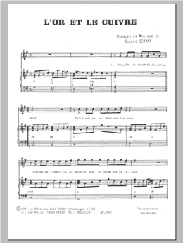 page one of L'or Et Le Cuivre (Piano & Vocal)
