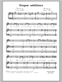 page one of Propos Seditieux (Piano & Vocal)