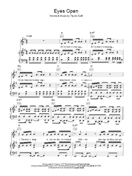 page one of Eyes Open (Piano, Vocal & Guitar Chords)