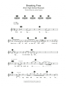 page one of Breaking Free (from High School Musical) (Piano Chords/Lyrics)