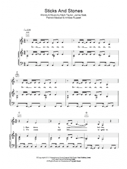 page one of Sticks And Stones (Piano, Vocal & Guitar Chords)