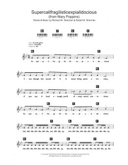 page one of Supercalifragilisticexpialidocious (from Mary Poppins) (Piano Chords/Lyrics)