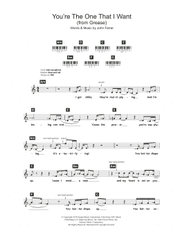 page one of You're The One That I Want (from Grease) (Piano Chords/Lyrics)