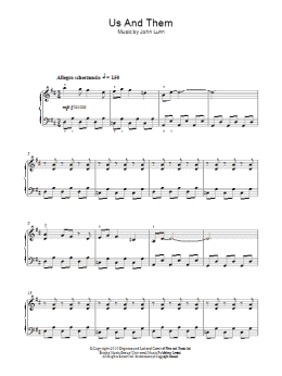 page one of Us And Them (Easy Piano)