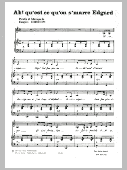 page one of Ah Qu'est-Ce Qu'on Se Mar Edgar (Piano & Vocal)
