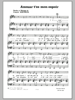 page one of Ainhouar T'es Mon Espoir (Piano & Vocal)