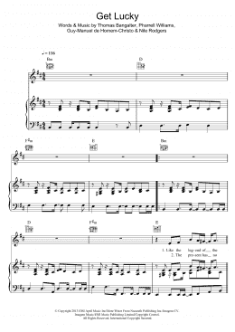page one of Get Lucky (featuring Pharrell Williams) (Piano, Vocal & Guitar Chords (Right-Hand Melody))