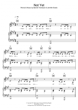 page one of Not Yet (Piano, Vocal & Guitar Chords)