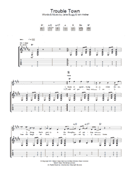 page one of Trouble Town (Guitar Tab)