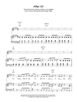 page one of After All (feat. Bryan Adams) (Piano, Vocal & Guitar Chords)