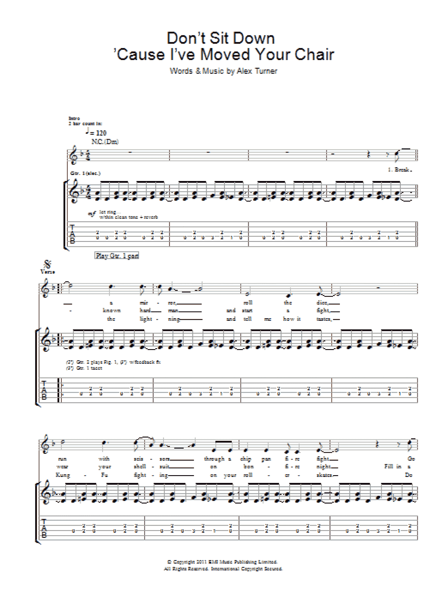 Don't Sit Down 'Cause I've Moved Your Chair (Guitar Tab)