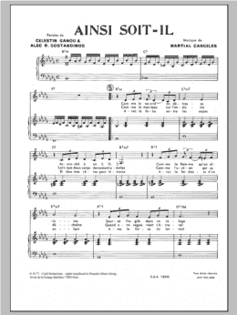 page one of Ainsi Soit Il (As It Must Be) (Piano & Vocal)