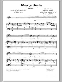 page one of Mais Je Chante (Saudade) (Piano & Vocal)