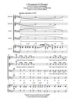 page one of I Dreamed A Dream (from 'Les Miserables') (Piano, Vocal & Guitar Chords)