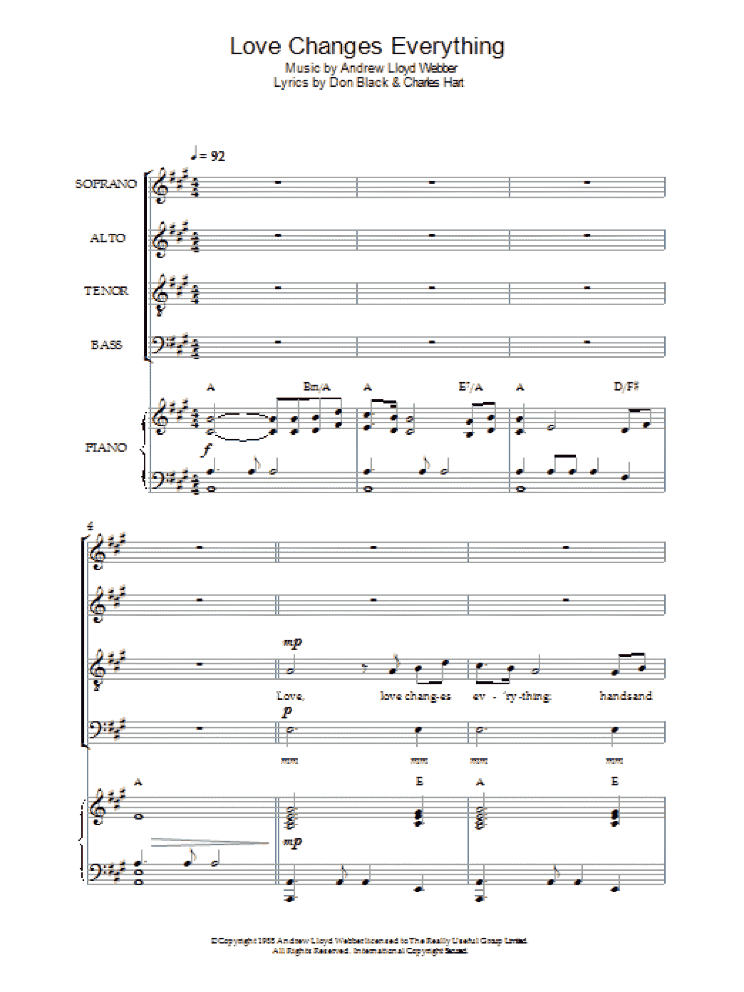 Love Changes Everything (from Aspects Of Love) (arr. Jeremy Birchall) (SATB Choir)