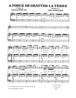 page one of A Force De Gratter La Terre (Piano & Vocal)