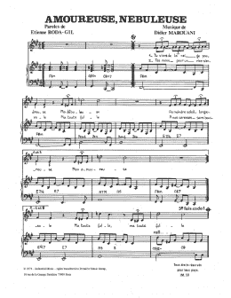page one of Amoureuse, Nebuleuse (Piano & Vocal)