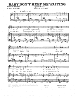 page one of Baby Don't Keep Me Wating (Piano & Vocal)