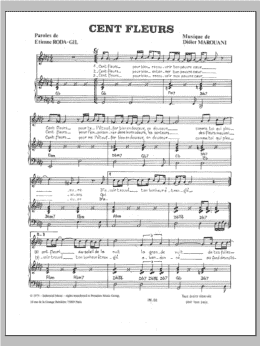 page one of Cent Fleurs (Piano, Vocal & Guitar Chords)