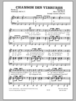 page one of Chanson Des Vibrures (Piano & Vocal)