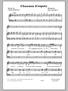 page one of Chanson D'espoir (Piano & Vocal)