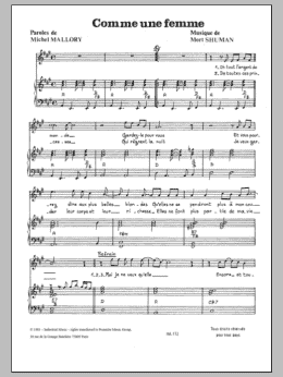 page one of Comme Une Femme (Piano & Vocal)
