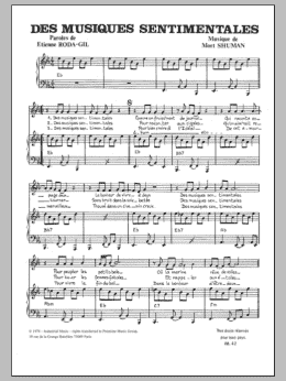 page one of Des Musiques Sentimentales (Piano & Vocal)
