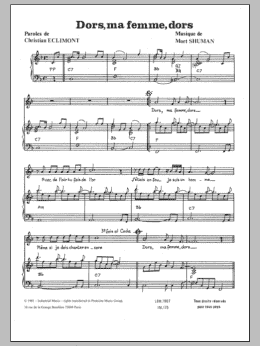 page one of Dors Ma Femme, Dors (Piano & Vocal)