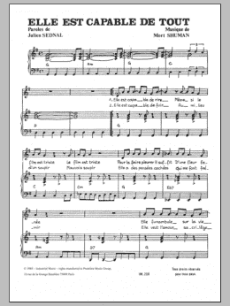page one of Elle Est Capable De Tout (Piano & Vocal)