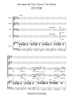 page one of We Have All The Time In The World (Piano, Vocal & Guitar Chords)
