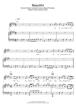 page one of Beautiful (featuring Miguel) (Piano, Vocal & Guitar Chords)