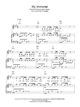 page one of My Immortal (Piano, Vocal & Guitar Chords)