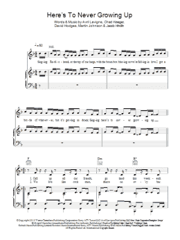 page one of Here's To Never Growing Up (Piano, Vocal & Guitar Chords)