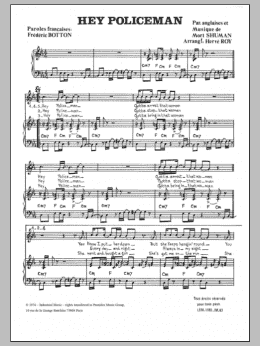 page one of Hey Policeman (Piano & Vocal)