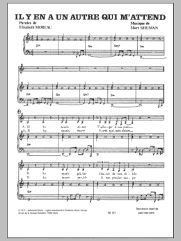 page one of Il Y A Un Autre Qui M'attend (Piano & Vocal)