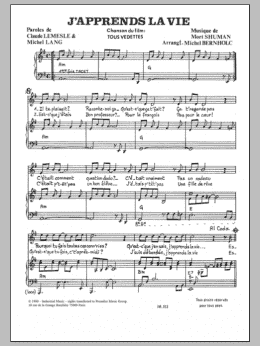 page one of J'apprends La Vie (Piano & Vocal)